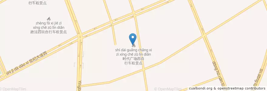 Mapa de ubicacion de 时代广场西自行车租赁点 en China, Zhejiang, Hangzhou City, Yuhang District, 南苑街道.