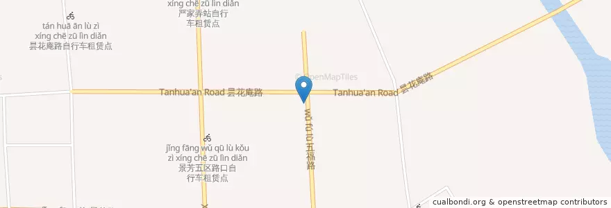 Mapa de ubicacion de 昙花庵路景芳西路口自行车租赁点 en China, Zhejiang, Hangzhou, Jianggan, 凯旋街道, 四季青街道.