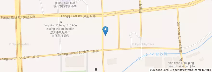 Mapa de ubicacion de 景御路口自行车租赁点 en 中国, 浙江省, 杭州市, 江干区, 四季青街道.