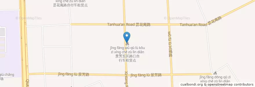 Mapa de ubicacion de 景芳五区路口自行车租赁点 en China, Zhejiang, Hangzhou City, Jianggan District, 凯旋街道.