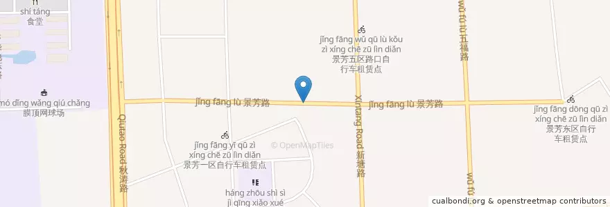Mapa de ubicacion de 景芳路3自行车租赁点 en China, Zhejiang, Hangzhou, 江干区, 凯旋街道.