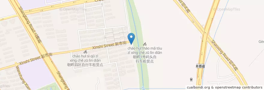 Mapa de ubicacion de 朝晖2号码头自行车租赁点 en 中国, 浙江省, 杭州市, 下城区, 文晖街道.
