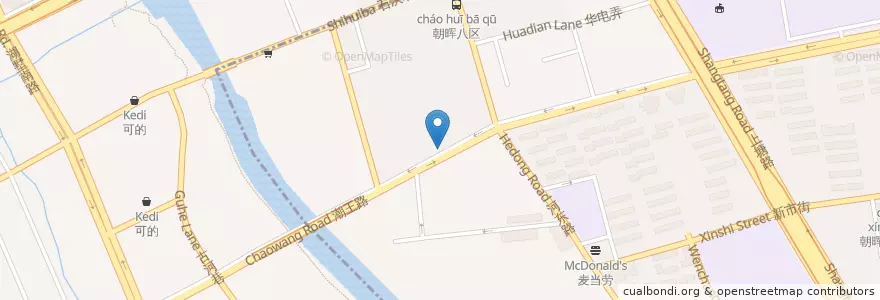 Mapa de ubicacion de 朝晖九区公交站自行车租赁点 en Cina, Zhejiang, Hangzhou, Distretto Di Xiacheng, Distretto Di Gongshu, 朝晖街道.