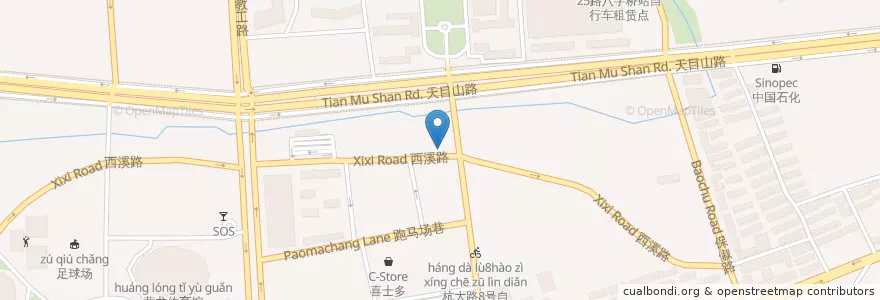Mapa de ubicacion de 杭大路西自行车租赁点 en 中国, 浙江省, 杭州市, 西湖区, 北山街道.