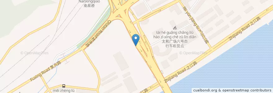 Mapa de ubicacion de 杭州警校自行车租赁点 en Çin, Zhejiang, Hangzhou, 上城区.