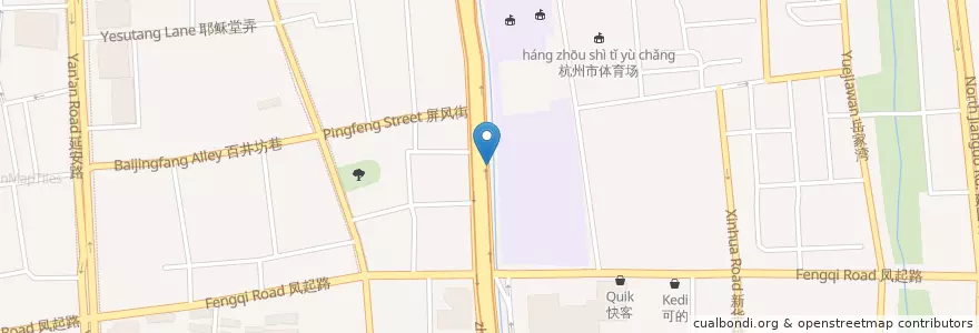 Mapa de ubicacion de 杭高(二)自行车租赁点 en 중국, 저장성, 항저우시, 샤청구.