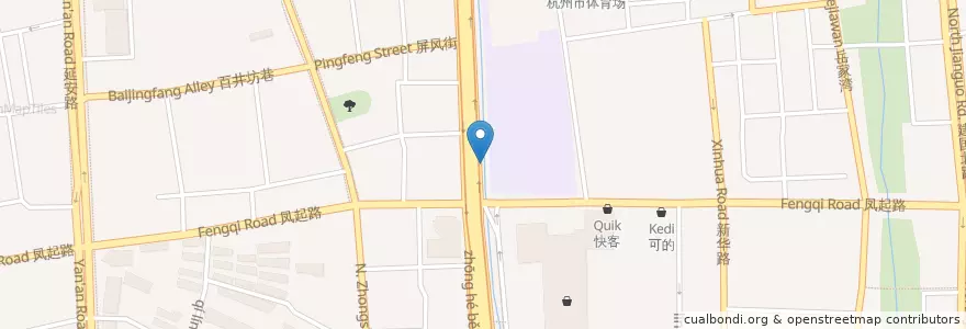 Mapa de ubicacion de 杭高自行车租赁点 en Китай, Чжэцзян, Ханчжоу, 下城区.