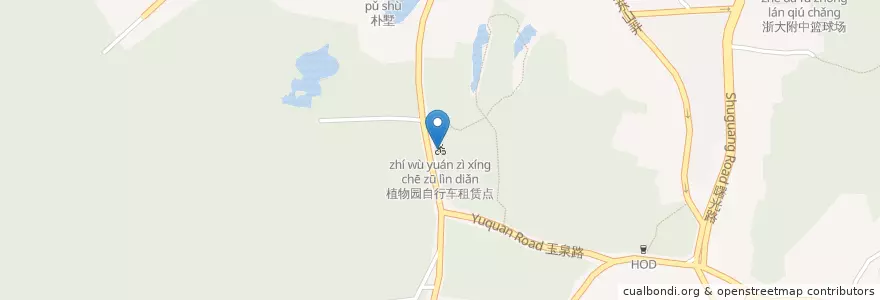 Mapa de ubicacion de 植物园自行车租赁点 en China, Zhejiang, 杭州市, 西湖区, 灵隐街道.
