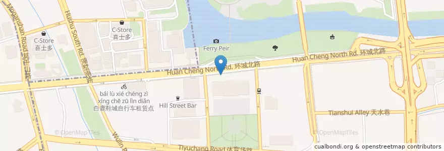 Mapa de ubicacion de 武林广场北自行车租赁点 en Çin, Zhejiang, Hangzhou, 下城区.