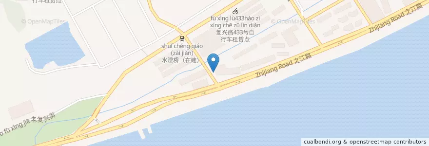 Mapa de ubicacion de 水澄路之江路口自行车租赁点 en China, Zhejiang, Hangzhou, Shangcheng.