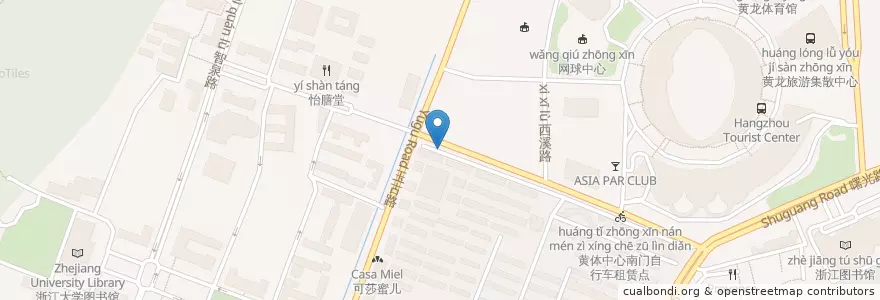 Mapa de ubicacion de 求是路玉古路自行车租赁点 en China, Zhejiang, Hangzhou City, Xihu District, 灵隐街道.