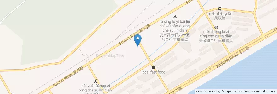 Mapa de ubicacion de 江滨职高自行车租赁点 en Çin, Zhejiang, Hangzhou, 上城区.