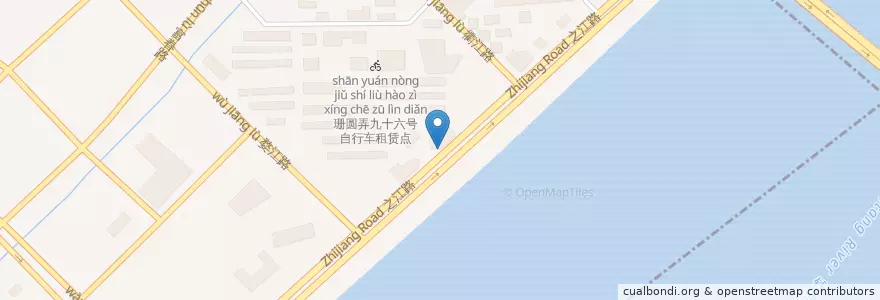Mapa de ubicacion de 江韵园自行车租赁点 en 中国, 浙江省, 杭州市, 上城区, 望江街道.