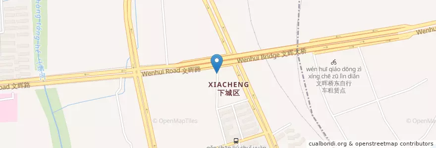 Mapa de ubicacion de 流水苑309起点站自行车租赁点 en 中国, 浙江省, 杭州市, 下城区, 文晖街道.