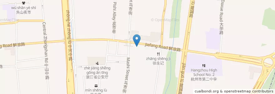 Mapa de ubicacion de 浙二医院南自行车租赁点 en China, Zhejiang, 杭州市, 上城区, 小营街道.