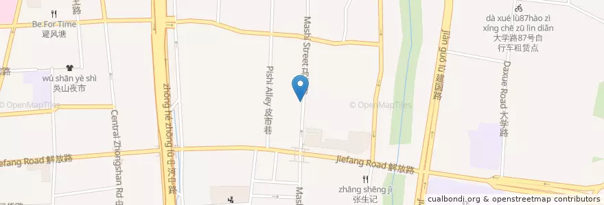 Mapa de ubicacion de 浙二医院西侧自行车租赁点 en 中国, 浙江省, 杭州市, 上城区, 小营街道.