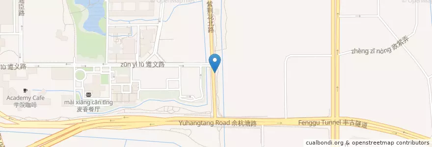 Mapa de ubicacion de 紫荆花北路余杭塘路口 en 中国, 浙江省, 杭州市, 西湖区, 三墩镇.
