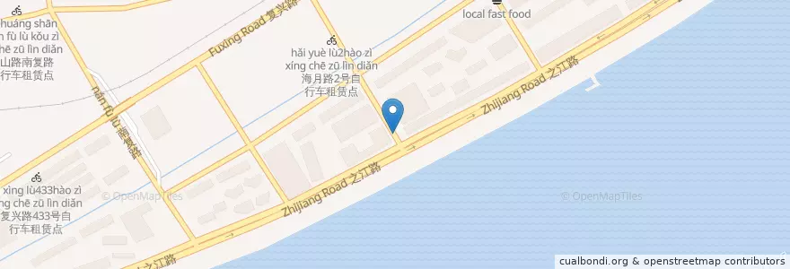 Mapa de ubicacion de 海月路81号自行车租赁点 en 中国, 浙江省, 杭州市, 上城区.
