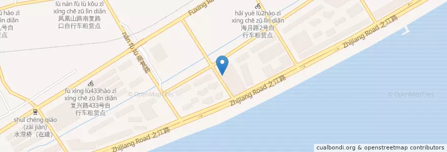 Mapa de ubicacion de 清怡花园17幢自行车租赁点 en Çin, Zhejiang, Hangzhou, 上城区.