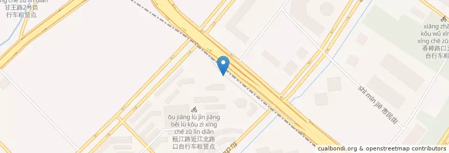 Mapa de ubicacion de 清江路292号自行车租赁点 en Çin, Zhejiang, Hangzhou, 江干区.