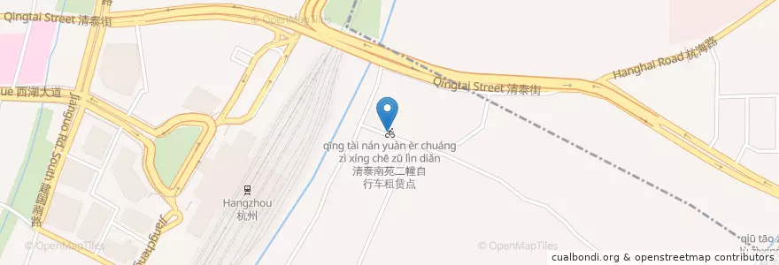 Mapa de ubicacion de 清泰南苑二幢自行车租赁点 en Çin, Zhejiang, Hangzhou, 上城区.