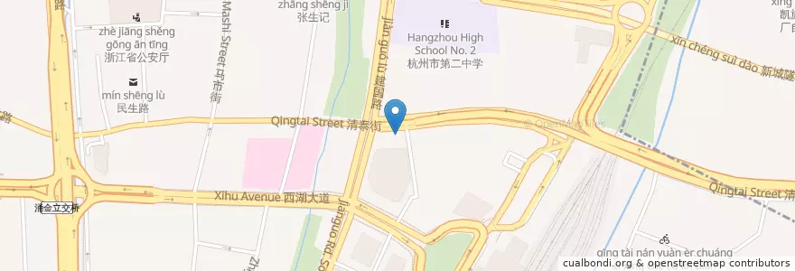 Mapa de ubicacion de 清泰街建国中路口自行车租赁点 en 중국, 저장성, 항저우시, 상청구, 小营街道.