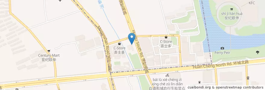 Mapa de ubicacion de 湖墅南路11号自行车租赁点 en 中国, 浙江省, 杭州市.