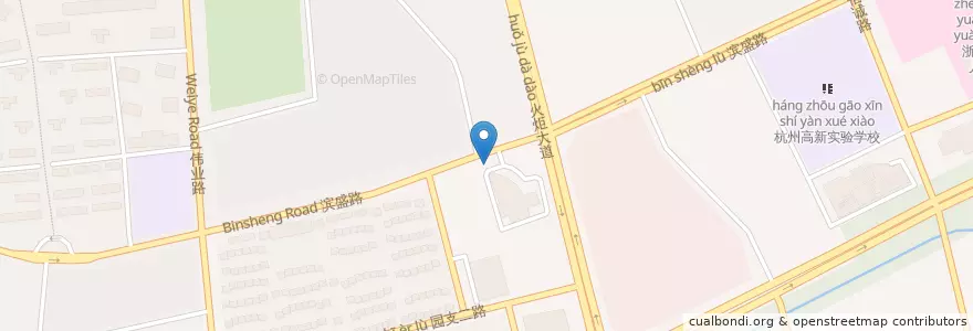 Mapa de ubicacion de 滨盛路3994号自行车租赁点 en 中国, 浙江省, 杭州市, 浜江区, 浦沿街道.
