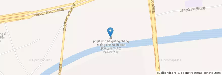 Mapa de ubicacion de 濮家运河广场自行车租赁点 en Çin, Zhejiang, Hangzhou, 江干区, 闸弄口街道.