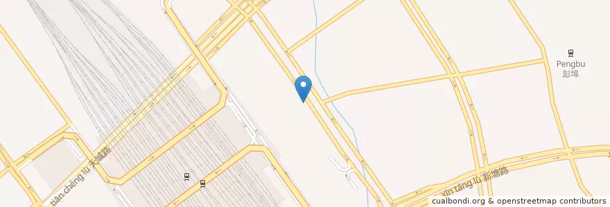 Mapa de ubicacion de 火车东站东大门自行车租赁点 en Chine, Zhejiang, Hangzhou, District De Jianggan, 笕桥街道, 彭埠街道.