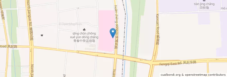 Mapa de ubicacion de 环城东路二百一十五号自行车租赁点 en Китай, Чжэцзян, Ханчжоу, 下城区, 江干区.