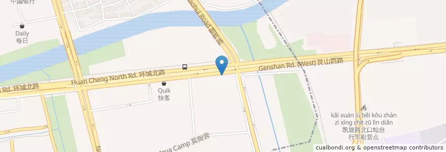 Mapa de ubicacion de 环城北路环城东路口自行车租赁点 en Çin, Zhejiang, Hangzhou, 下城区.