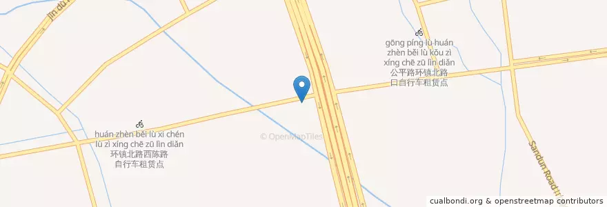 Mapa de ubicacion de 环镇北路南自行车租赁点 en 中国, 浙江省, 杭州市, 西湖区, 三墩镇.