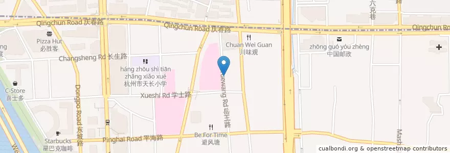 Mapa de ubicacion de 省妇保东门自行车租赁点 en 中国, 浙江省, 杭州市, 上城区, 湖滨街道.