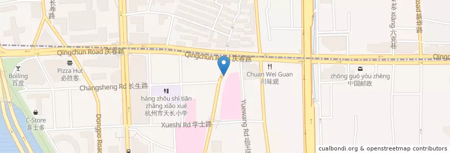 Mapa de ubicacion de 省妇保西门自行车租赁点 en Çin, Zhejiang, Hangzhou, 上城区, 湖滨街道.