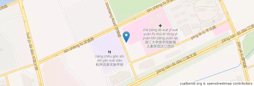 Mapa de ubicacion de 省疾控中心自行车租赁点 en China, Zhejiang, Hangzhou, 滨江区, 长河街道.