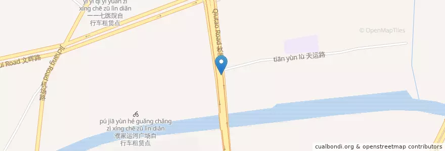Mapa de ubicacion de 秋涛北路天运路口自行车租赁点 en China, Zhejiang, Hangzhou, Jianggan, 闸弄口街道.