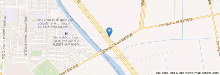 Mapa de ubicacion de 绍兴路公交加油站自行车租赁点 en 中国, 浙江省, 杭州市, 下城区, 东新街道.