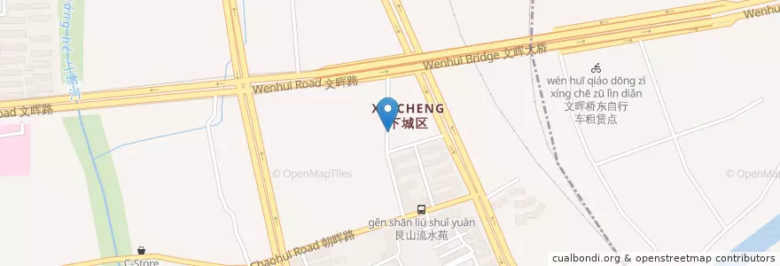 Mapa de ubicacion de 绍兴路支路开元职高自行车租赁点 en Çin, Zhejiang, Hangzhou, 下城区, 文晖街道.