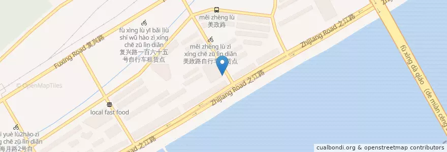 Mapa de ubicacion de 美政路26号自行车租赁点 en China, Zhejiang, 杭州市, 上城区.