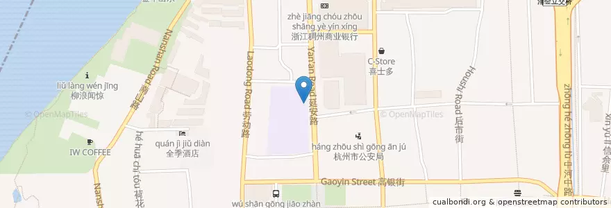 Mapa de ubicacion de 自行车租赁点 en China, Zhejiang, Hangzhou City, Shangcheng District, 清波街道.