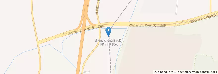 Mapa de ubicacion de 自行车租赁点 en 中国, 浙江省, 杭州市, 余杭区, 五常街道.
