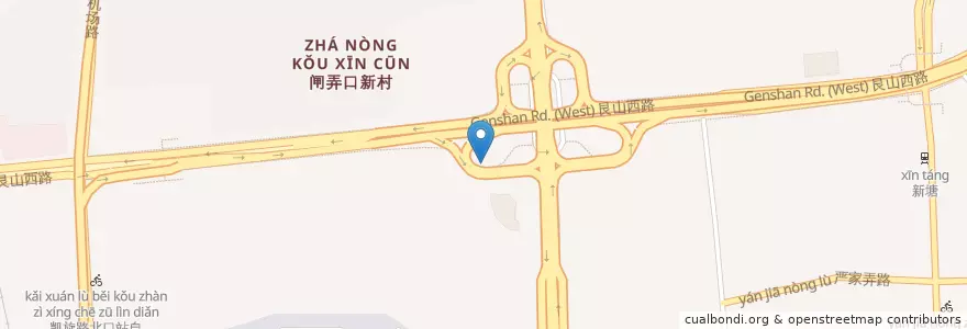 Mapa de ubicacion de 艮秋墩西北匝道02-1自行车租赁点 en China, Zhejiang, Hangzhou City, Jianggan District.