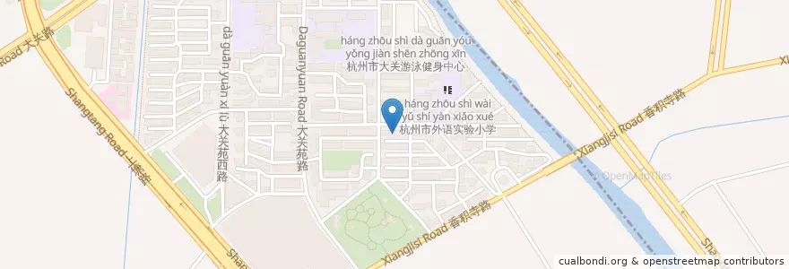 Mapa de ubicacion de 苑中路十六号自行车租赁点 en 중국, 저장성, 항저우시, 궁수구, 大关街道.