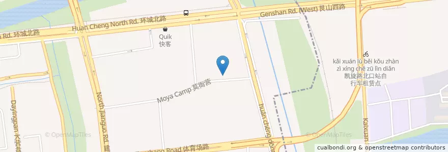 Mapa de ubicacion de 莫衙营152自行车租赁点 en 中国, 浙江省, 杭州市, 下城区.
