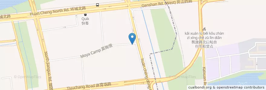 Mapa de ubicacion de 莫衙营环城东路自行车租赁点 en China, Zhejiang, Hangzhou City, Xiacheng District.