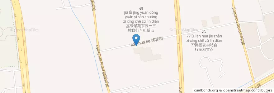 Mapa de ubicacion de 莲花街二百六十四号自行车租赁点 en 中国, 浙江省, 杭州市, 西湖区.
