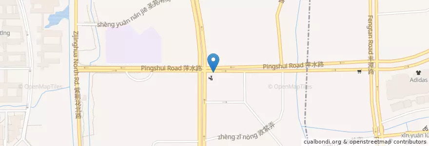 Mapa de ubicacion de 萍水西路古墩路口自行车租赁点 en چین, چجیانگ, هانگژو, 西湖区, 三墩镇.