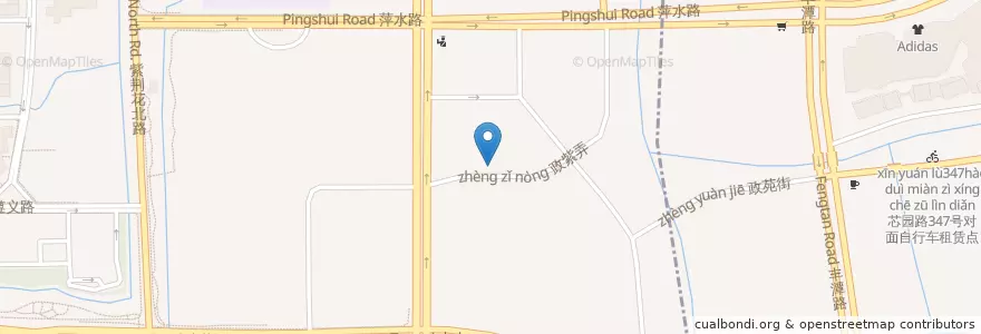 Mapa de ubicacion de 萍水西路方家中路口西南自行车租赁点 en 중국, 저장성, 항저우시, 시후구, 三墩镇.