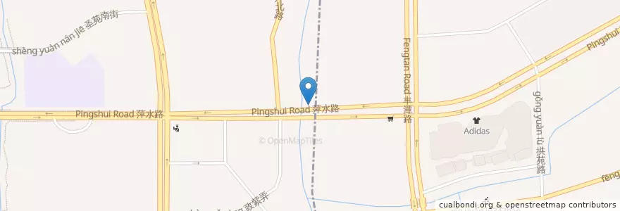 Mapa de ubicacion de 萍水西路梅园路口自行车租赁点 en 中国, 浙江省, 杭州市, 拱墅区, 祥符街道.